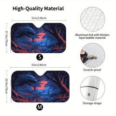 Mysterious Forest Monster Pattern Car Sunshade Heat Insulation and Scratch Resistant Keeps the Interior Comfortable with Installation Suction Cups