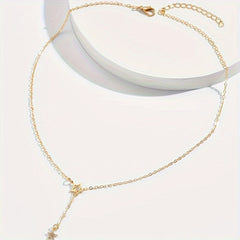 Elegant Y Necklace with Star Pendant Golden Tone Iron Perfect for Daily Wear & Special Occasions Ideal Birthday or Holiday Gift
