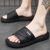 Men's Solid Color Open Toe Breathable Slippers Comfy Non Slip Durable EVA Sole Soft Sole Slides Men's Indoor Footwear Summer
