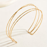 Women's Open Wave Cross Neck Choker Minimalist Golden Tone Layered Chain Jewelry for Casual Attire Parties & Weddings Versatile Year Round Elegant Accessory