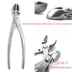 420 Stainless Steel 2 in 1 Slant Nose Ball Pliers and Pruning Shears Ergonomic Heat Treated Gardening Trimmer Suitable for Branches Shrubs Hedges Polished Rustproof Manual Tool with Multifunctional Durable Design Essential Garden Decoration Equipme
