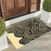 1Pc Modern Black And Beige Entryway Mat Heavy Duty