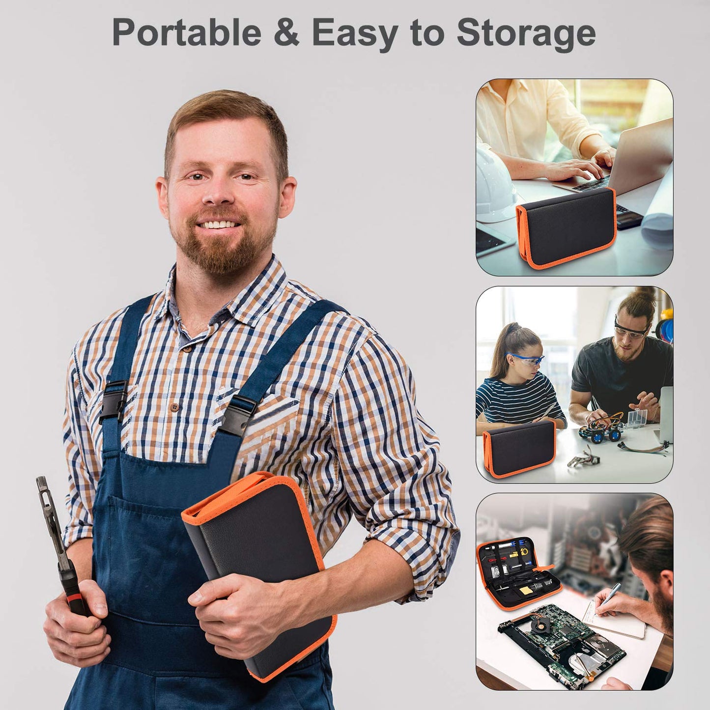 Soldering Iron Kit Welding Tools - 60W 240V LCD Screen 180℃-500℃ Temperature Adjustable Solder Wire 5 Tips Digital Multimeter Desoldering Pump Stand Wire Cutter Screwdriver