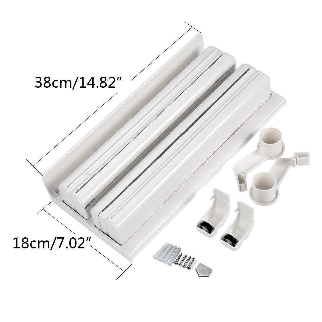 3 in 1 Foil Cling Film Tissue Paper Roll Holder for Kitchen with Spice Rack -White | Kitchen Triple Paper Roll Dispenser & Holder for Tissue Paper Roll