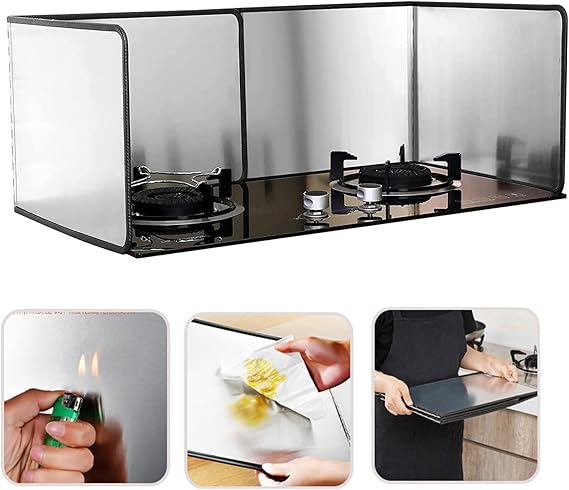 Stove Splash Guard, Folding Stainless Steel Splatter Guard