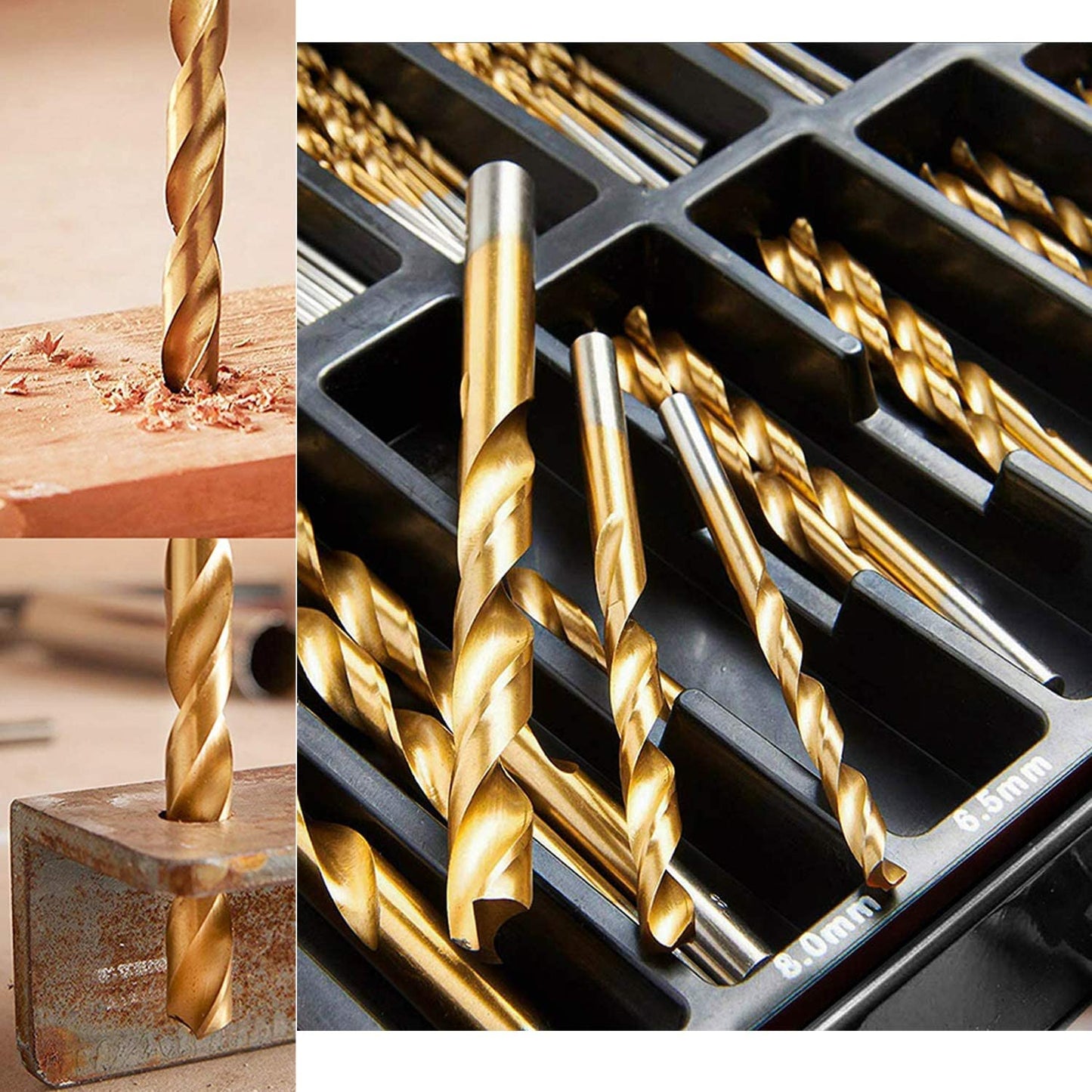 99PCS Titanium Coated Twist Drill Bit Set with Case