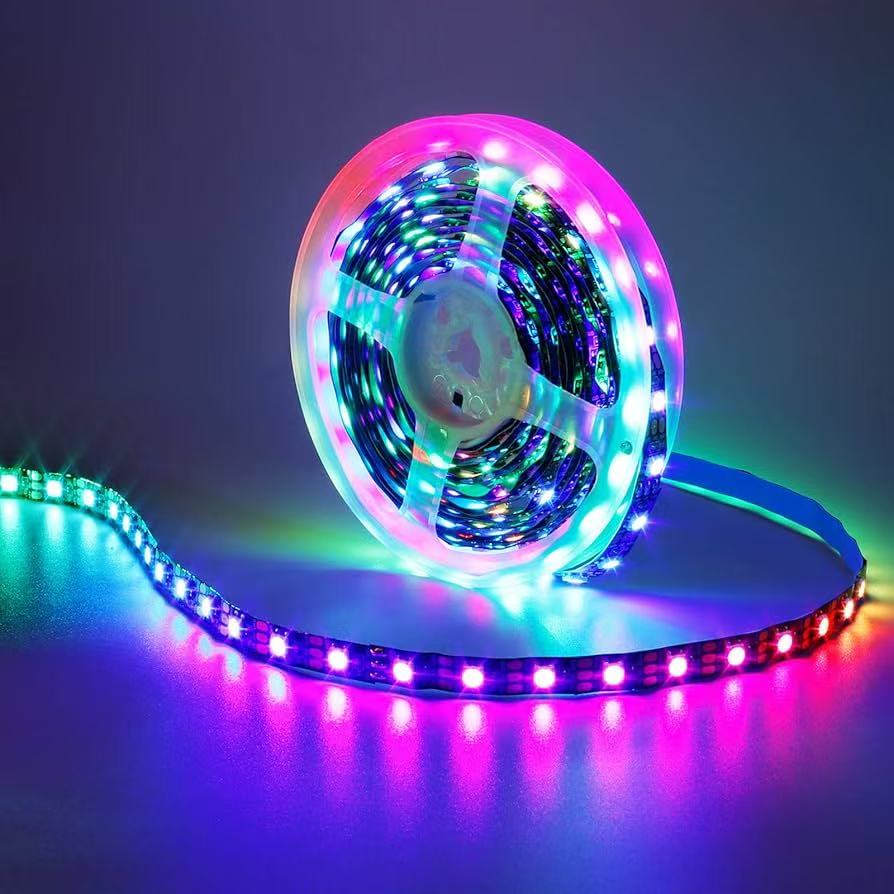 Strips, Colourful RGB with IC 5 V, Dimmable, 2 m, 300 LEDs, Separately Addressable, IP30 for Bedroom, Kitchen, Living Room, Black, PCB