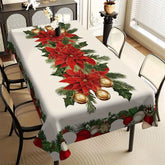 1pc Christmas Bouquet Atmosphere Tablecloth Romantic Holiday Decor for All Seasons Indoor/Outdoor Use Durable Polyester Fabric Easy to Clean Dining Table Cover | Vibrant Table Decoration | Suitable for Parties Picnics Family Meals & Events | Outdoor