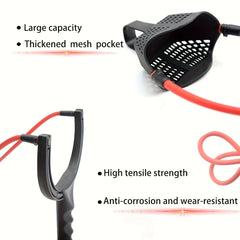 1pc CATAPULT Hunting & Fishing Rubber Launcher Black Handle with Red Grip Long Range Shotgun Shooter for Hunting and Fishing Ideal Father'S Day or Holiday Gift Perfect for Thanksgiving