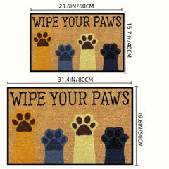 1pc Paw Print Doormat Non Slip Indoor/ Entrance Mat with "Welcome" Lettering & Paw Prints Beige/Brown/Blue/Golden/Black Durable All Season Mat for Front Door Bathroom Living Room Pet Friendly Housewarming Gift for Dog & Cat Owners Machine Washabl