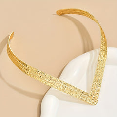 Personality Exaggerated Geometric Golden V Shaped Collar Necklace Jewelry Accessories For Women