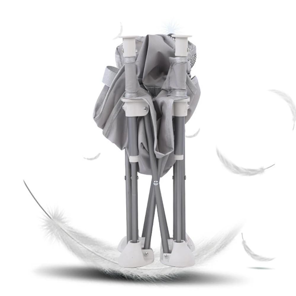 Grey Baby Booster Seat - Portable Pop and Open Design, Tip Free Safety, Infant Folding Feeding Chair with Tray & Travel Bag - Ideal for Indoor/Outdoor Dining, Camping, Beach, Lawn Adventures