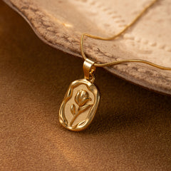 1pc Elegant 304 Stainless Steel Tulip Pendant Necklace for Women 18K gold plated Plated Versatile & Stylish Perfect Gift for Casual Attire Casual Jewelry|Floral Pendant|Durable Jewelry