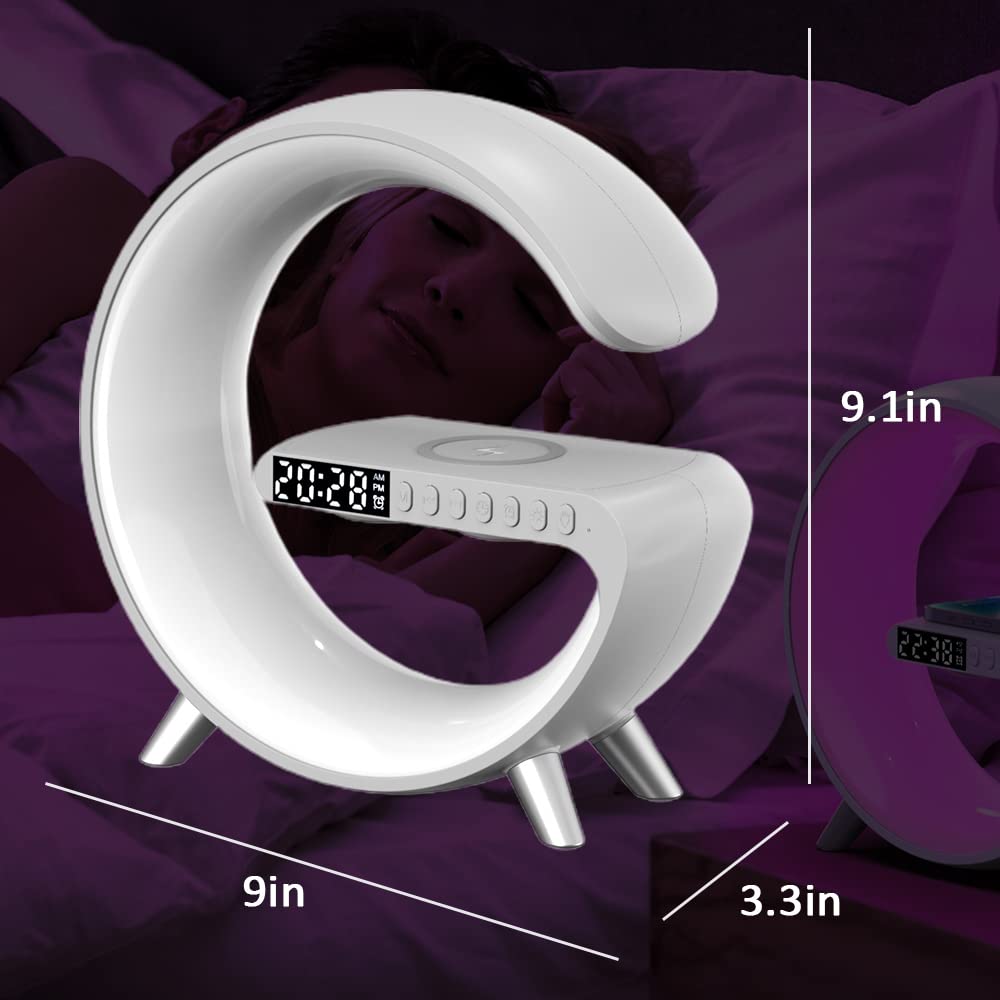 Multifunctional Wireless Charger Alarm Clock Speaker, 2023 Wireless Charger Atmosphere Lamp, Intelligent Bluetooth Speaker Wireless Mobile Phone Charger LED Lamp