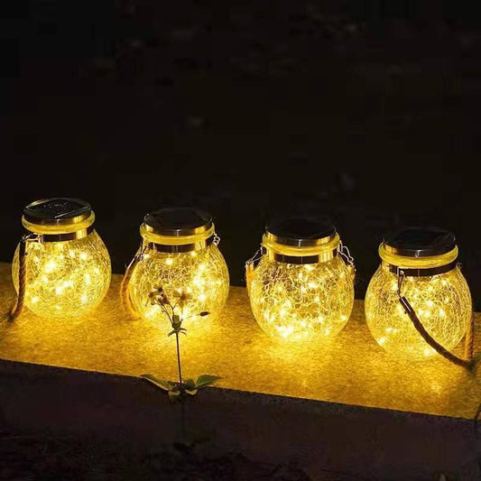Light Decoration - Hanging Fairy Lights Jar (Solar) Large Size Glass Mason Solar Powered 20 LED 2 meters String Lantern for Outdoor Patio Garden Yard Fence Wedding Table Decoration Lights