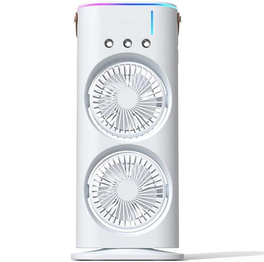 PM-112 Rechargeable LED Dual Spray Mist Fan With Light And Remote Control