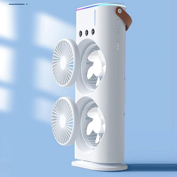 PM-112 Rechargeable LED Dual Spray Mist Fan With Light And Remote Control