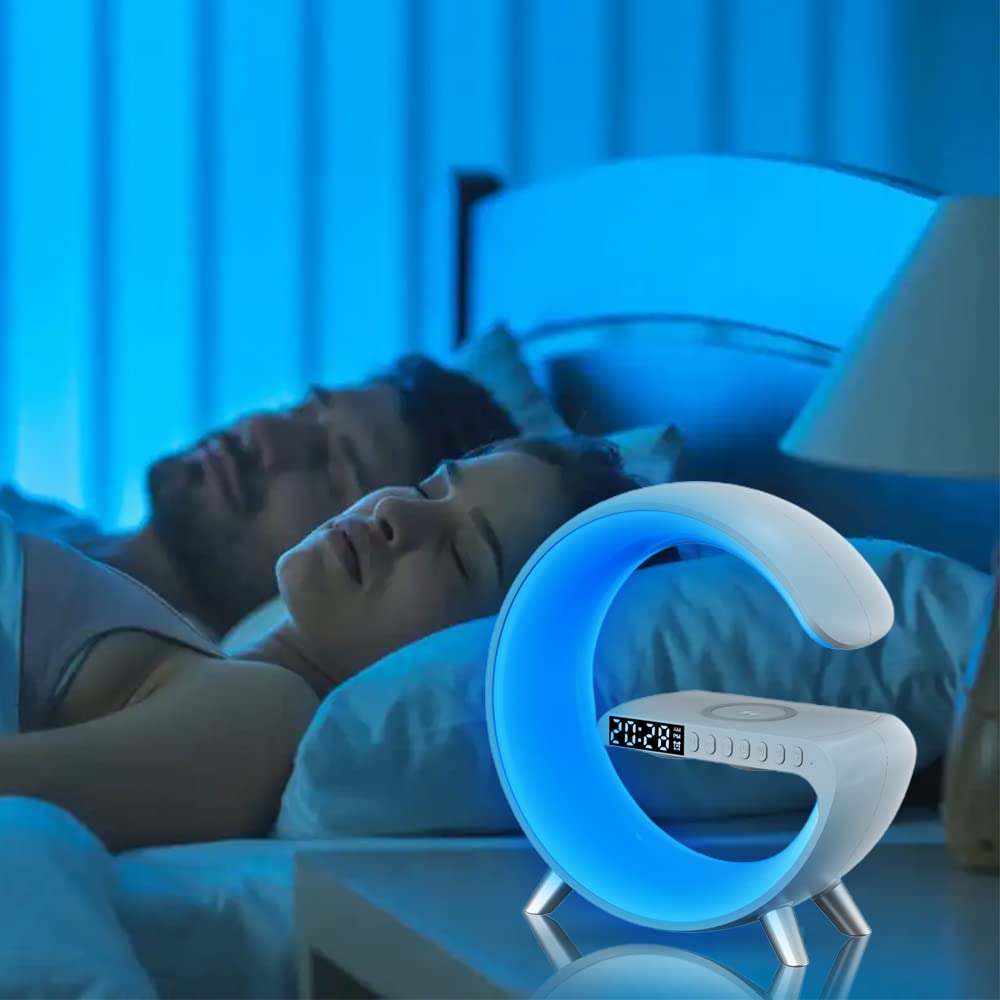 Multifunctional Wireless Charger Alarm Clock Speaker, 2023 Wireless Charger Atmosphere Lamp, Intelligent Bluetooth Speaker Wireless Mobile Phone Charger LED Lamp
