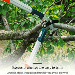 1 Heavy Duty Pruning Shears Long Handle High Precision for Tall Branches and Hedges – Sharp SK5 Alloy Steel Blade with Ergonomic Comfort Grip Suitable as Fruit Tree Trimming Garden Scissors on Strong Stems Long Pruning Shears Tree Pruner with Extendi