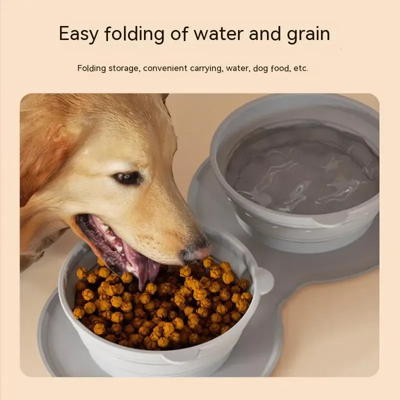 Foldable Silicone Double Water Bowls for Pets