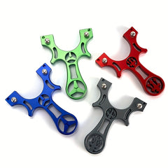 1pc Thick Flat Slingshot for Adults Durable Aluminum Alloy Ambidextrous Design with Rubber Bands Portable & Sturdy for Outdoor Archery Hunting and Target Practice Red Archery Accessories Sleek Metallic Finish Textured Grip Handle