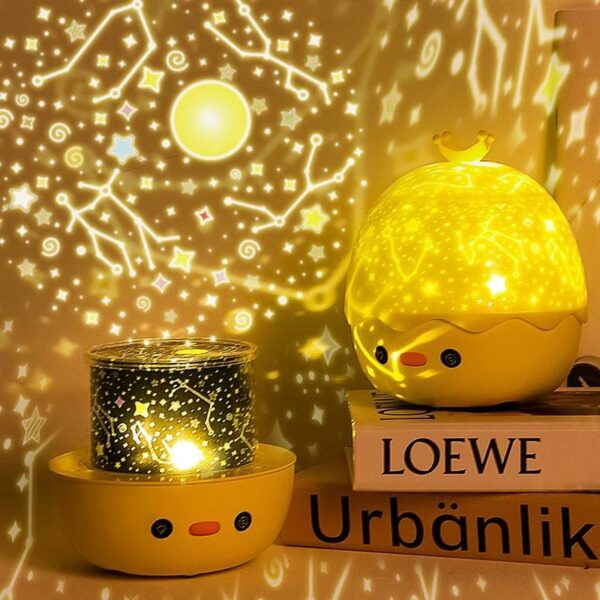Duck LED Projector Night Light Projector Lamp 360 Degree Rotation Projection Music Box 2 in 1