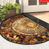 1Pc 2D Printed Golden Stone Pattern Semi Circular Door