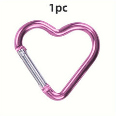 1pc/5pcs Heart Shaped Spring Hook Keychain Aluminum Alloy Pink for Outdoor Backpack Daily Wear