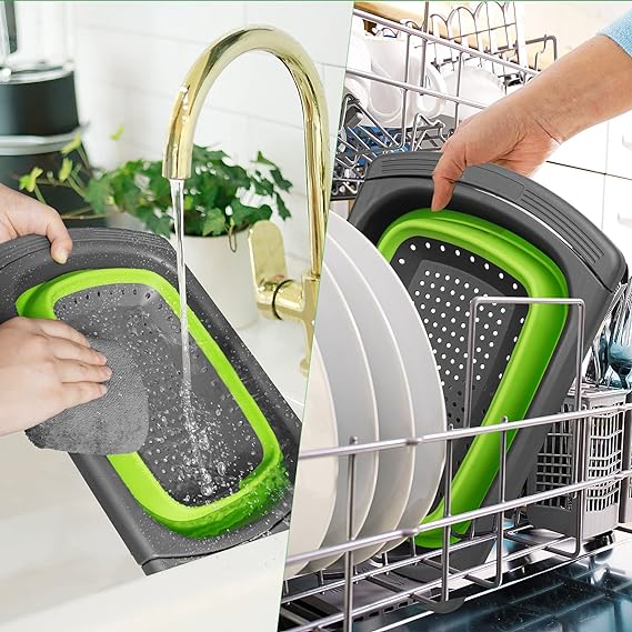 Silicone Collapsible Strainer with Extendable Handle Over Sink Drain Basket for Pasta, Vegetables, Fruits, Tableware, Home, Kitchen