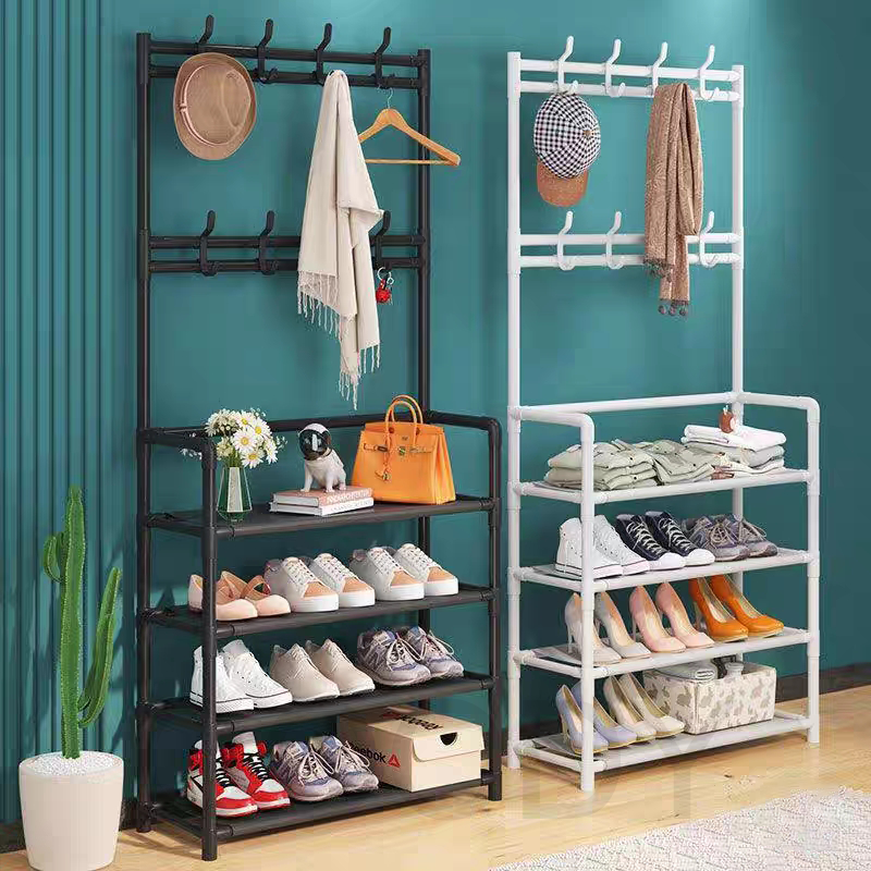Clothes Rack Simple Drying Rack Floor Multifunctional 4/5 Tier Shoe Rack Organizer Simple Floor Coat Rack Shoe Hat Rack Bedroom hanger shoe organizer