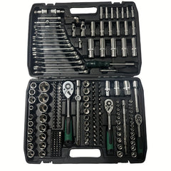 216/108/53pcs black multifunctional maintenance tool set 1/4 inch bidirectional quick release wrench and extension rod integrated solution including ratchet wrench socket set screwdriver head suitable for car motorcycle bicycle maintenanc