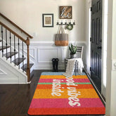 1Pc Colorful Striped Non Slip Doormat With "Good Vibes