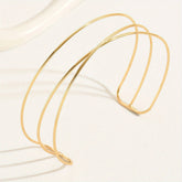 1pc Women's Interlocking Loop Choker Necklace Golden Toned Metal Collar Minimalist X Shaped Cross Design for Casual Attire Parties & Special Events Versatile Year Round Jewelry Gift (No Plating) Elegant Collar Necklace