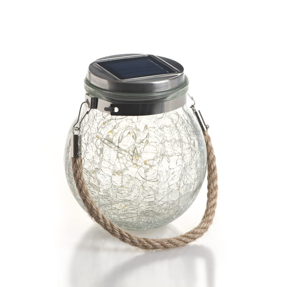 Light Decoration - Hanging Fairy Lights Jar (Solar) Large Size Glass Mason Solar Powered 20 LED 2 meters String Lantern for Outdoor Patio Garden Yard Fence Wedding Table Decoration Lights