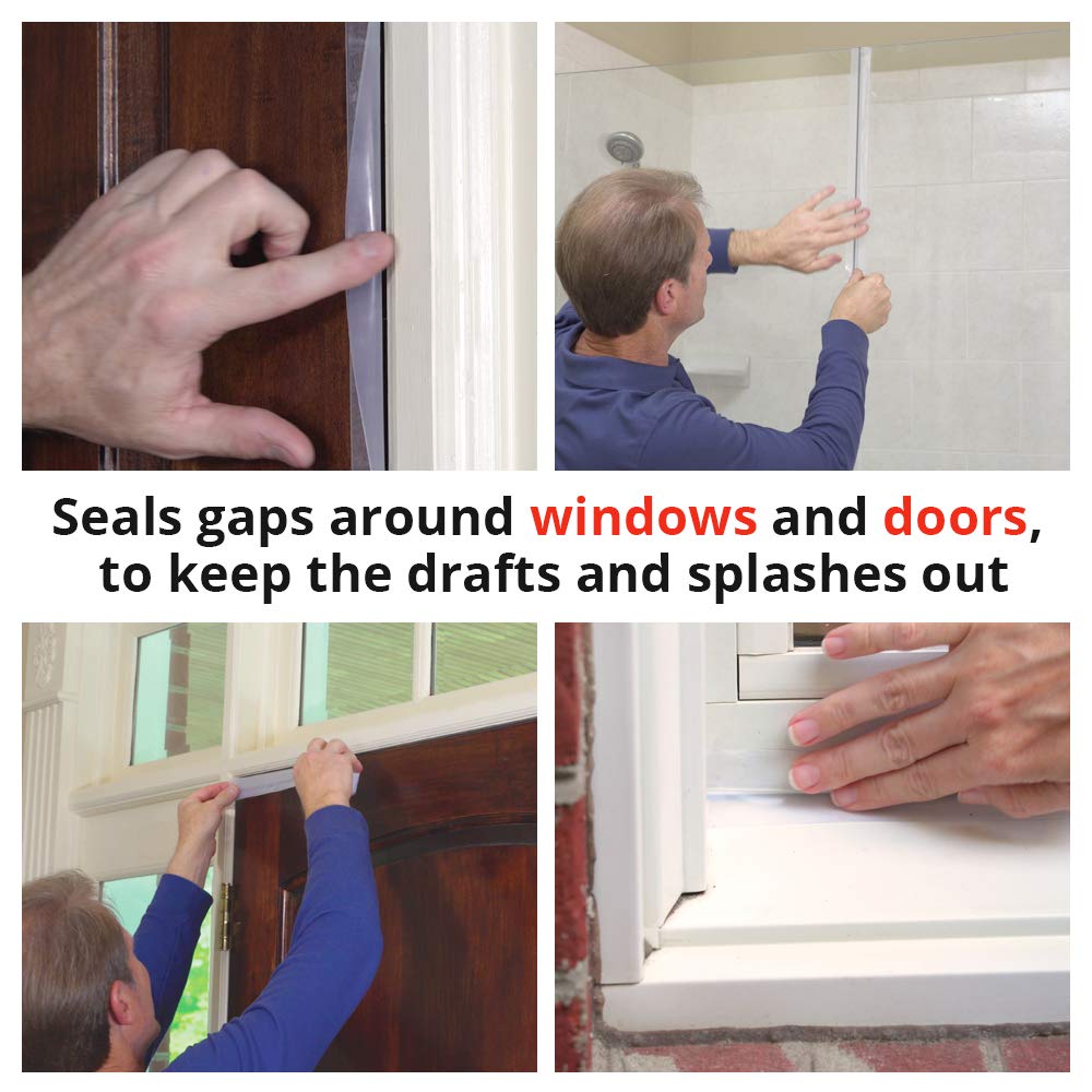 Alien Draft Seal Under Door Draft Stopper 1 Roll 195 in. Anti-Drip Adhesive and Flexible Flap to Seal Gaps Around Doors, Showers and Windows, Weather Stripping Insulator Tape As Seen On TV