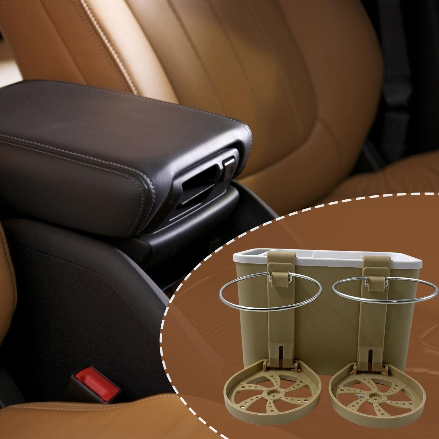 Car Armrest Storage Box Water Cup Holder, Car Seats Tissue Organizer, Multifunctional Car Accessories Organizer for Water Cup, Paper Towels Cellphones