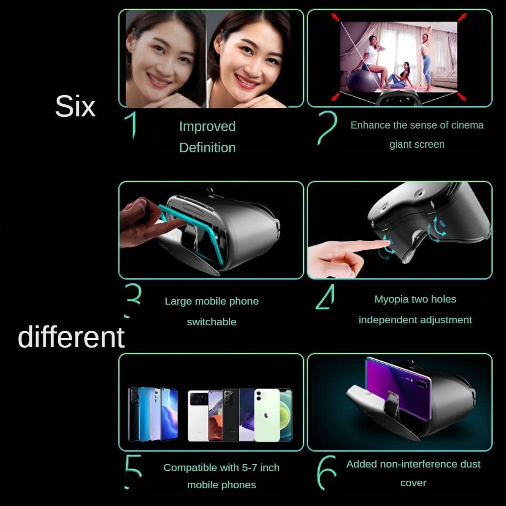 Blue Lens VR Headset with Controller|VR Box Virtual Reality 3D Goggles for All Series iPhone&Android Phone|Lightweight Material |Independence Adjustable Glasses for Eye Protection