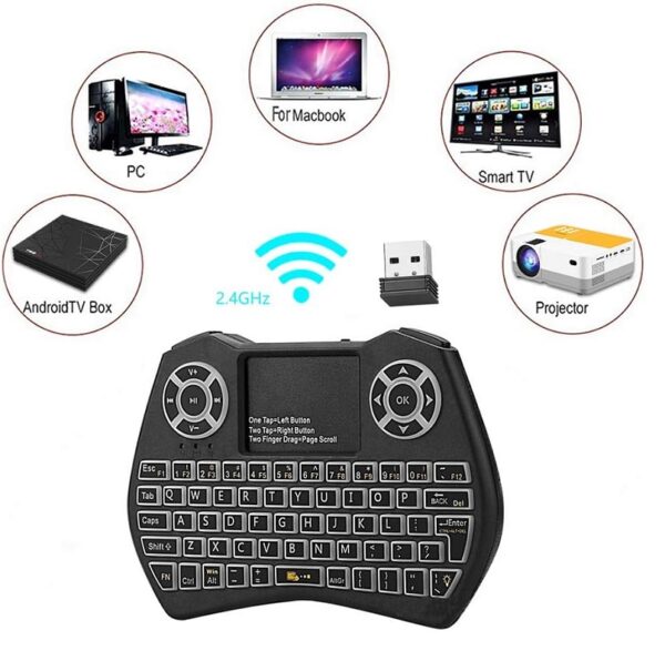 XF0752 Wireless Mini RGB Backlit Keyboard Air Mouse Remote Control