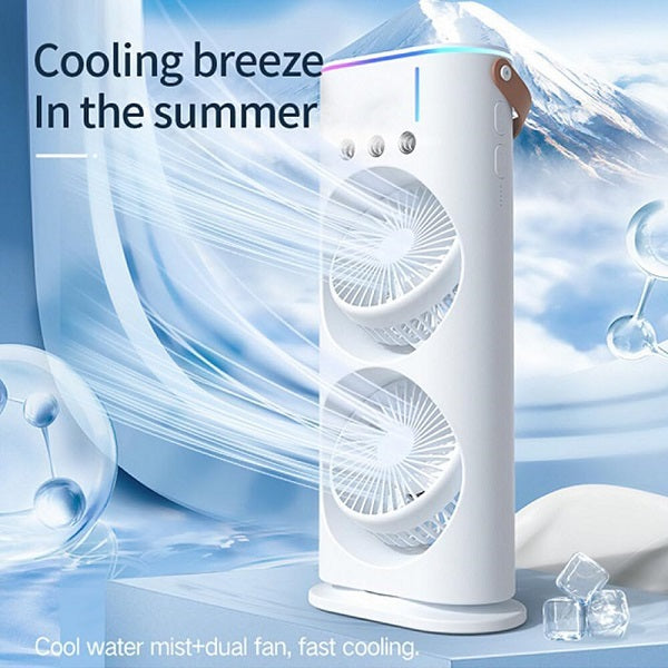 PM-112 Rechargeable LED Dual Spray Mist Fan With Light And Remote Control