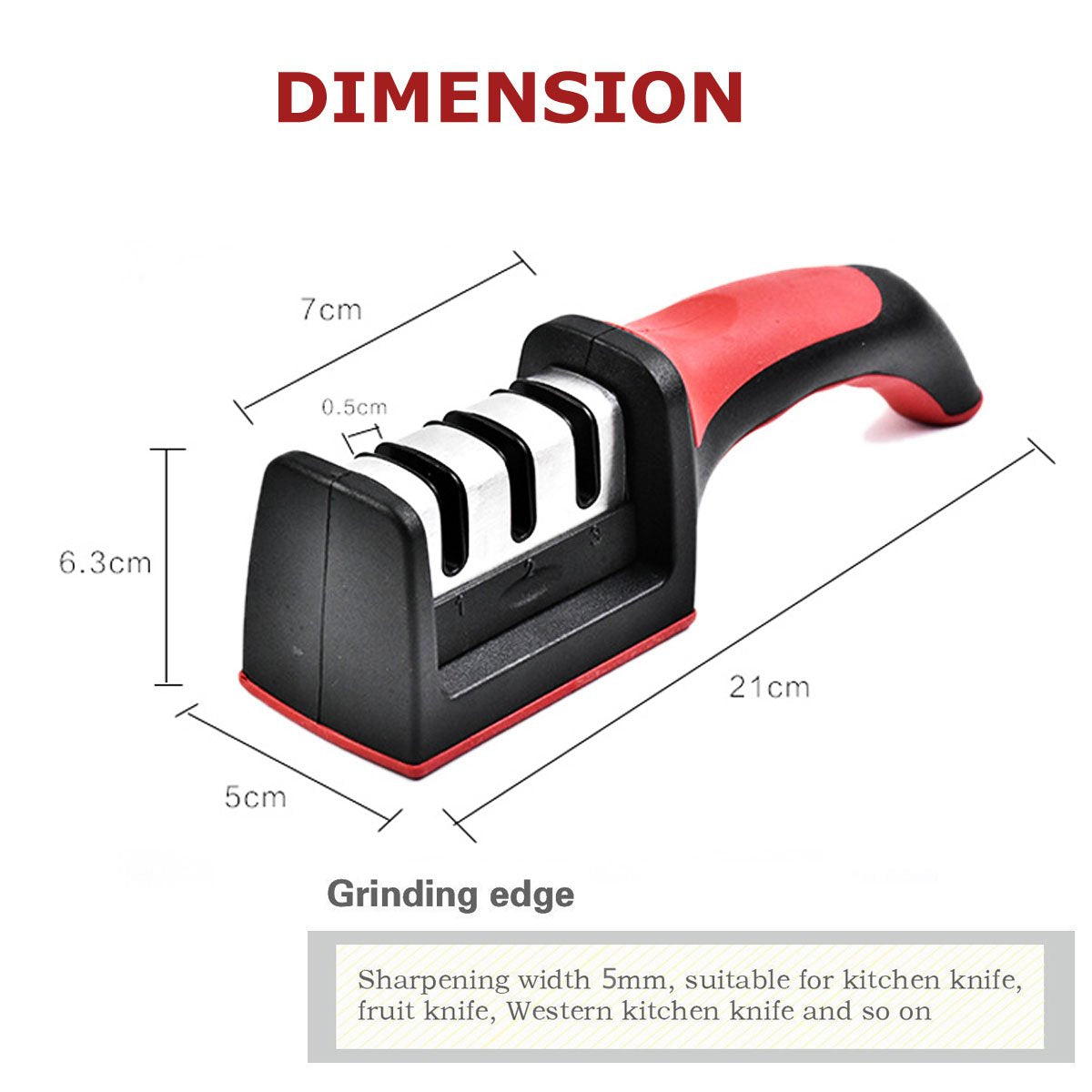 ResArea Knife and Scissor Sharpeners 3 Stage Knife Sharpener 3-in-1 Knife and Scissors Sharpener with Non-Slip Grip for Kinds of Knives Sharpening Tool Kitchen Gadget Red