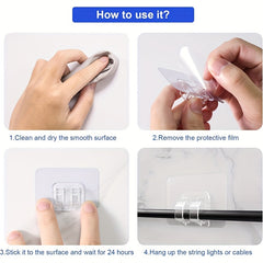 50pcs Waterproof Plastic Transparent Hanging Hook Set Perfect for Hanging Christmas Lights Cable ManaSynthetic Gemstoneent and Rope Organization Suitable for Outdoor String Lights Durable UV Resistant Clear Self Adhesive Clips Halloween decorations