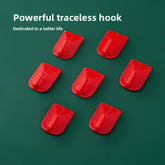 10pcs Red Plastic No Drill Hooks with Black Chain like Loop & Keyhole Design Durable Adhesive Hanging Hooks for Keys Bags Decorations Easy Installation Damage Free Removal for Walls Doors Fridge Party Decor (Holiday & Everyday Use) Vibrant Red