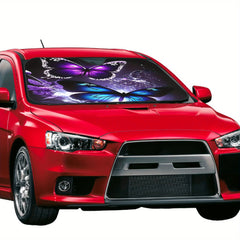 1pc Fit Car Sunshade Windshield Cover with Purple Blue Butterflies Design Heat Insulating UV Protection Windshield Cover for Parking