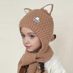 1pc Adorable Cat Ear Warm Hat for Kids Cozy Knit Hooded Cape with Paw Prints Stretch Fit Perfect for Fall/Winter Outdoor Activities Great for 8 12 Years Olds Cat Hat