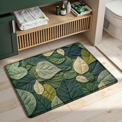 1pc DAJIANG Leaf Pattern Bath Mat Soft Absorbent Non Slip Bathroom Rug for Shower Bathtub and Sink Green Leaf Design Machine Washable Polyester Home Decor for Spring and Summer Shower Accessory | Vibrant Bathroom Mat | Machine Washable Mat