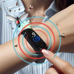 Black Electronic Mosquito Repellent Wristband – Comfortable Fit Physical Insect Repellent Non Toxic Unisex Design Suitable for Fishing and Outdoor Activities Includes 2 Button Batteries Stylish Wearable Bracelet | Modern Wearable | Physical Insect R