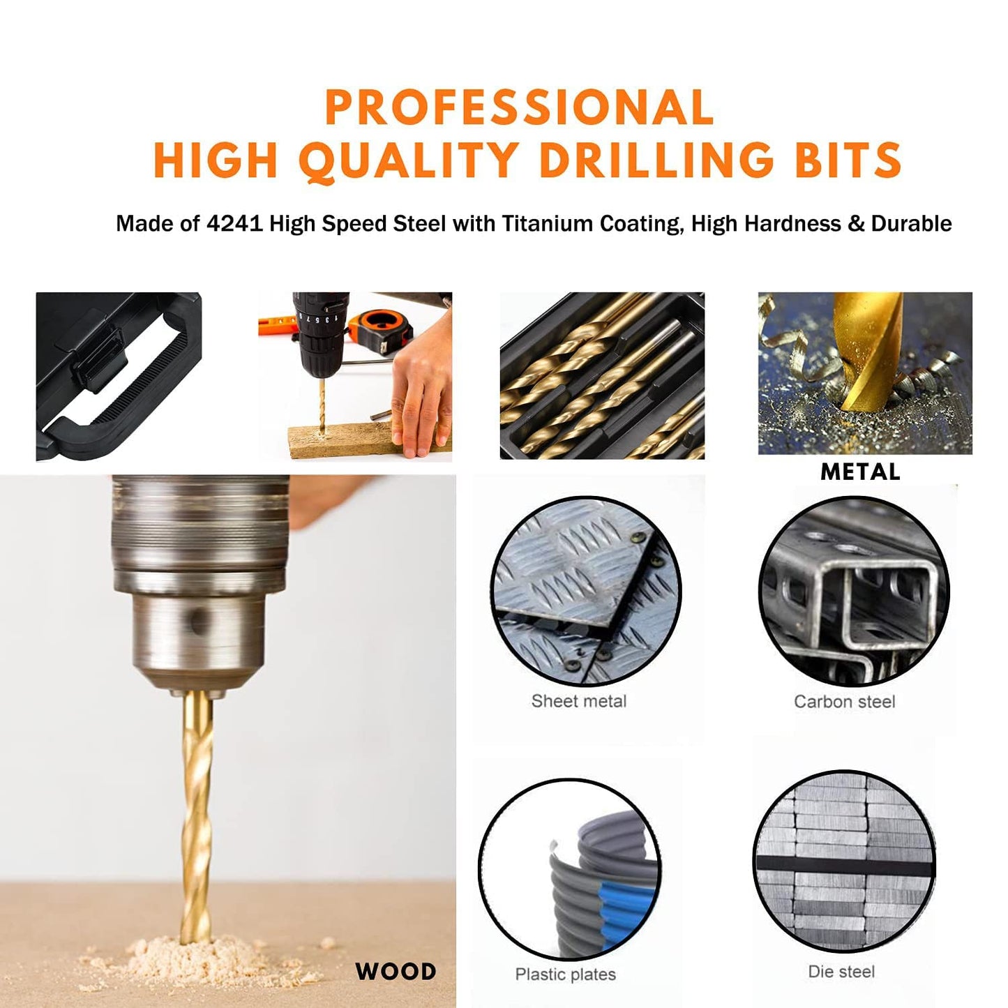99PCS Titanium Coated Twist Drill Bit Set with Case