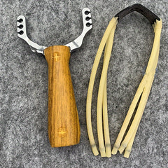 1 Set of Colorful Red Wooden Wolf Ball Latex Tube Zinc Alloy Slingshot Shooting Supplies Outdoor Stone Thrower Hunting Gear Backyard Entertainment Tactical Accessories Ergonomic Grip Durable Structure High Performance Material Handheld Launcher Sp