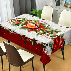 Christmas Poinsettia Floral Tablecloth with Red & White Snowflake Pattern Red/Green Holiday Table Cover Durable Fabric for Weddings Parties Everyday Dining Easy Clean Square Tablecloth for Christmas Decorations Festive Poinsettia Design with Holly