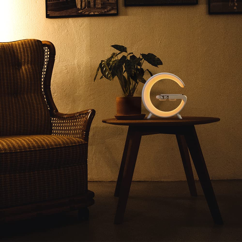 Multifunctional Wireless Charger Alarm Clock Speaker, 2023 Wireless Charger Atmosphere Lamp, Intelligent Bluetooth Speaker Wireless Mobile Phone Charger LED Lamp